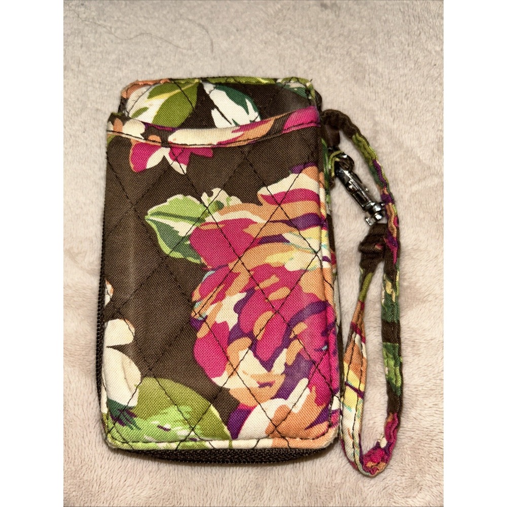 Vera Bradley Wallet‎ Cell Phone Holder Wristlet Brown Floral